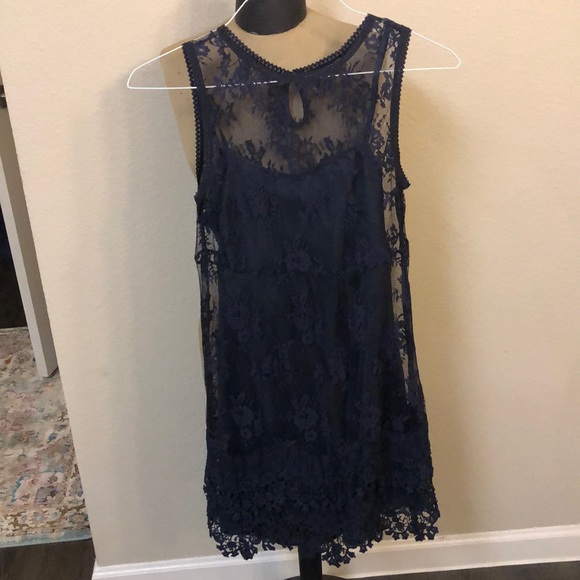 Forever 21 nave lace dress with slip - Picture 1 of 1